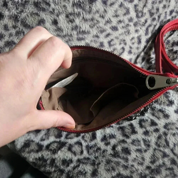 David Jones | Red Faux Leather Mini Bag City Style with  Long Removable Strap - Picture 10 of 12